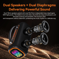 Speaker Subwoofer Nirkabel TWS Portabel 50W, Lampu Warna-warni Ganda, Baterai Tahan Lama untuk Luar Ruangan & Rumah
