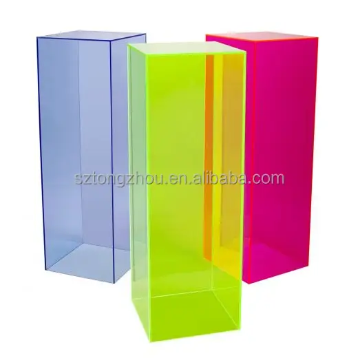 Présentoir acrylique fluorescent bleu vert rose Risers Neon Acrylic Tall Socles et plinthes Neon Lucite Podium Plinth