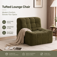 Fauteuil de salon moderne et minimaliste en velours côtelé capitonné, pieds en acier inoxydable, fauteuil d'appoint doux à profil bas pour salon, chambre et hôtel