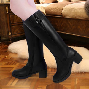 Botas de cuero y lana para mujer, a media pantorrilla, con forro polar grueso, cálidas para nieve e invierno, con tacón, color liso, cordones delanteros, tacón medio de 3-5 cm - Product Image 3