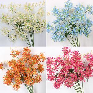 Fleurs artificielles Lycoris Radiata, 3 têtes, en soie, rouge, rose, vert, pour décoration de mariage, arrangements floraux - Product Image 2
