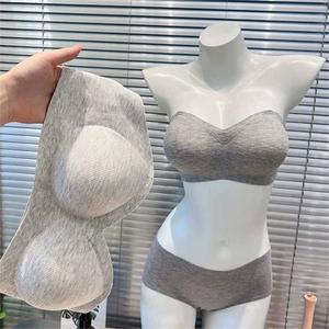 Günlük stil katı askısız Push-Up sütyen telsiz kaymaz asansör örme dokuma ince küçük büstler için düzeltilmiş kayışlar - Product Image 1