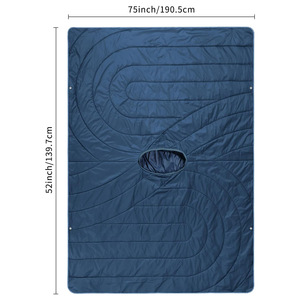KuangS Wearable <b>Blanket</b> Dark <b>Blue</b> Waterproof Hooded Quilted Outdoor Camping Spring Autumn Modern Style Custom Pattern - Product Image 4