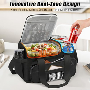 Factory Custom Logo Travel Dual Compartment Cooler Bag Leakproof Retention Lightweight Thermal Insulated Lunch Box with Strap - Product Image 2