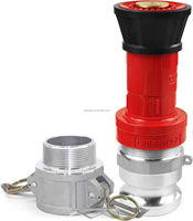Boquilla de Incendios Roja de 2-1/2 Pulgadas con Conector Camlock de Aluminio Tipo F&B de 2-1/2 Pulgadas para Manguera Plana, Conexiones Rápidas Camlock
