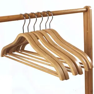 重型衣服竹衣架胶合板层压衣架，带强力360度金属挂钩