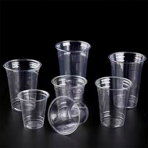 Vaso de Plástico Desechable al por Mayor para Mascotas, de 12oz y 16oz, de Pared Simple, con Tapa y Pajita, Estilo Popular para Té con Leche para Llevar - Product Image 1
