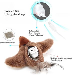 Nouveau jouet télécommandé pour chats, oiseau électrique rechargeable à ailes battantes, jouet en peluche qui chante comme un oiseau - Product Image 3