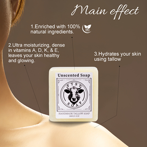 Barre de savon de suif de boeuf naturel Savon de suif de bison non parfumé Nettoyant hydratant pour le visage et le corps Peau sensible Savon de bain fait main - Product Image 3