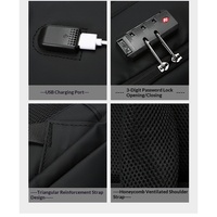 Mochila para Portátil Resistente al Agua para Hombre, 15.6 Pulgadas, Gran Capacidad, Puerto de Carga USB, Múltiples Bolsillos, Mochila de Oficina para Hombre