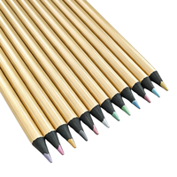 FLOWood 12 crayons de couleur métalliques scintillants avec corps doré, crayons de couleur bois pour journal en papier noir, loisirs créatifs pour adultes