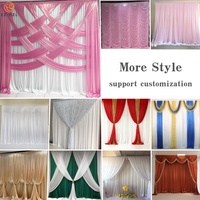 Élégants Rideaux de Fond à Double Couche en Soie Glacée, Draps de Scène pour Décoration de Mariage, Taille Personnalisée