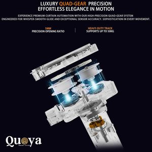 QUOYA NMS-88 S-Wave Riel Eléctrico Inteligente de Aluminio de Alta Resistencia para Cortinas, Sin Correa, Sin Cortes, 3 Velocidades, Compatible con Alexa/Siri/<span class=keywords><strong>Google</strong></span> - Product Image 4