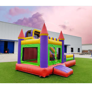 Château gonflable coloré facile à installer avec toboggan et tours violettes et <span class=keywords><strong>rouge</strong></span> pour les fêtes et événements en plein air pour enfants - Product Image 4