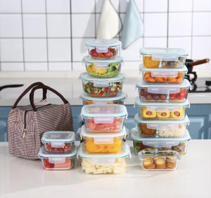 Thủy tinh BoroSilicate cao trẻ em Bento Bát tái sử dụng salad trái cây nhà bếp nướng và bát trứng với nắp gỗ đóng gói trong hộp - Product Image 1