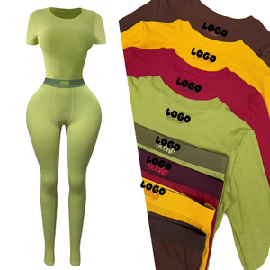 Ensemble de pyjama pour femmes, printemps-été 2025, coton côtelé uni, respirant, écologique, chemise à manches longues, leggings - Product Image 1