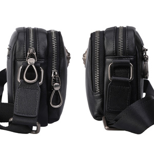 Tiding fashion personalized black small shoulder bag messenger bag genuine leather - Product Image 4