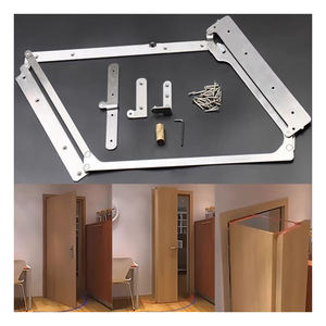 Kit bois en acier inoxydable balançoire Double système à deux volets ensemble Compack quincaillerie pour portes pliantes raccords pivotants 180 degrés pliables - Product Image 1