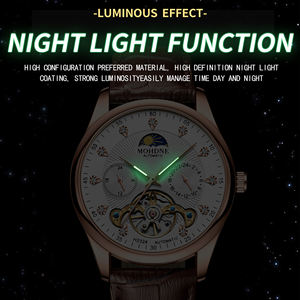 Montre mécanique automatique à tourbillon pour homme, style décontracté, cadran à aiguilles lumineuses, bracelet en cuir, résistante à l'eau 30M - Product Image 5