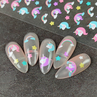 Autocollants d'Ongles 3D Personnalisés Classiques Frais, Décorations Adhésives, Breloques et Accessoires d'Ongles de Luxe, Autocollants d'Ongles 3D Dessin Animé