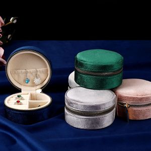 FORTE Fashion Round Velvet Jewelry <b>Box</b> Ring Pendant <b>Earrings</b> <b>Box</b> European Style Zipper Bag Jewelry <b>Box</b> - Product Image 4