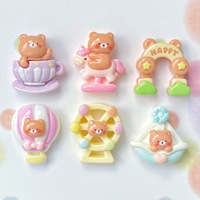 Accessoires de parc d'attractions DIY sur le thème de l'ours de dessin animé : Pièces en résine pour grande roue, carrousel, pinces à cheveux, coques de téléphone, porte-clés, chaussures