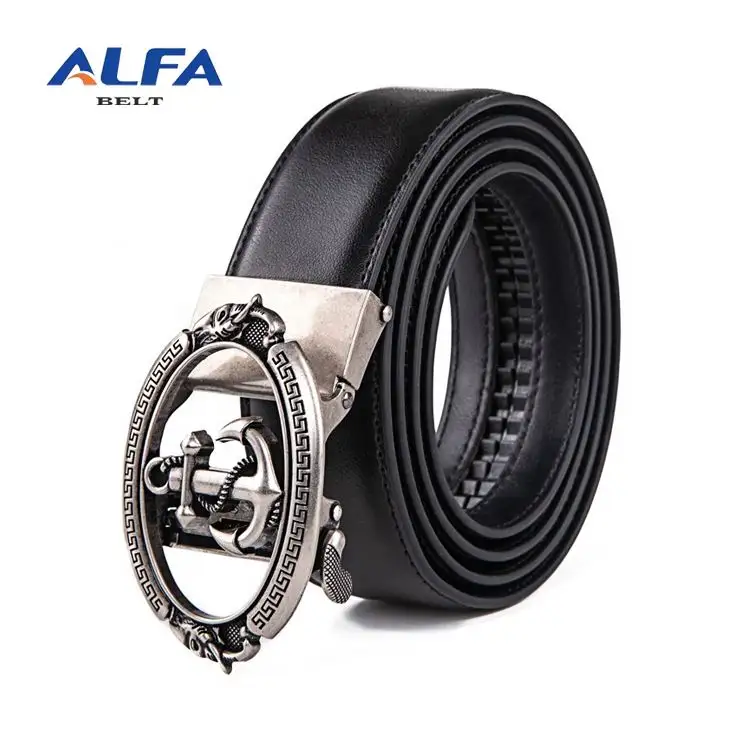 Alfa Best Quality Cowboy High Waist Jeans Hip Hop Belt Automatic Buckles Western Style Bling Leather Belt For Men