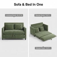 51 Zoll Konvertierbares 3-Sitzer Schlafsofa mit Stauraum, 2 Kissen, 2-in-1 Klappbares L-förmiges Sofa der Marke Gunmin für Apartments und Schulen