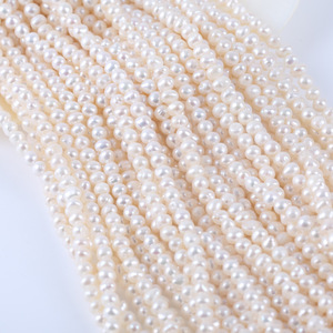 Promoción de Perlas de Agua Dulce Blancas de 5-6 mm de Zhuji, Forma de Patata, Material Semiterminado para Collares, Accesorios para Manualidades - Product Image 1