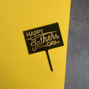 ที่เสียบเค้กอะคริลิค รูปน้ำผึ้งและน้ำหวาน สำหรับตกแต่งงานวันพ่อ งานวันเกิด ธีมหนวดดำทองคำ สำหรับคุณพ่อ - Product Image 3