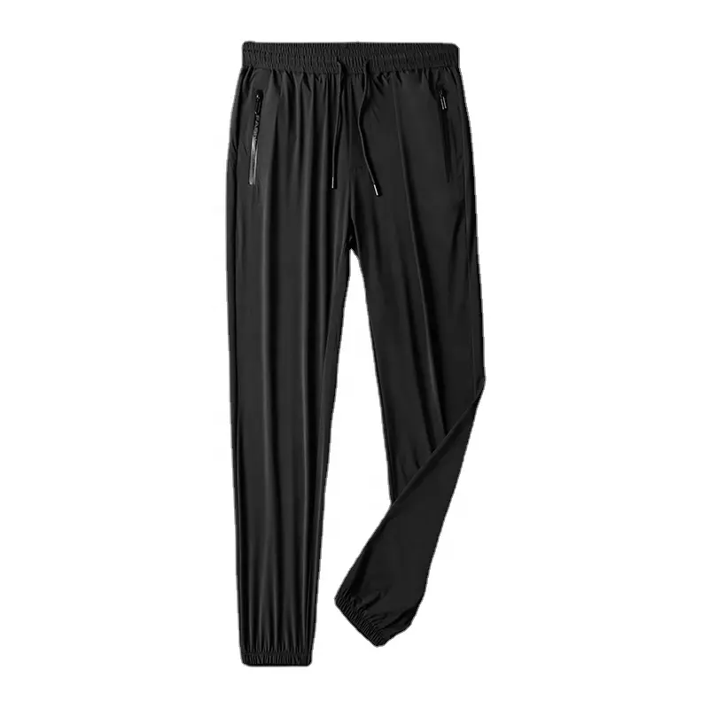 Hot sale ice silk trousers soft comfortable casual leisure Trousers men 92%nylon zippered pockets pants