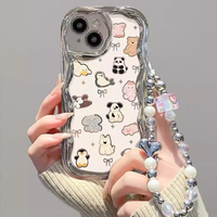 Coque de téléphone portable en TPU antichoc avec bracelet pour iPhone 16 Pro 15 14, motif de dessin animé mignon de fleurs et de papillons, fabriquée par BAILI