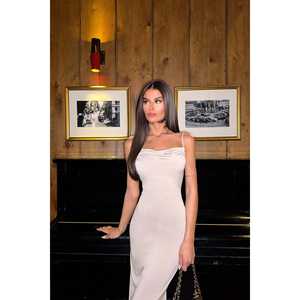 <b>Summer</b> <b>Vintage</b> Beige Strappy <b>Dress</b> Ruched Back Beige Chiffon A-Line Maxi <b>Dress</b> Asymmetrical Woven Polyester Unique Print XS XL - Product Image 3