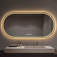 Miroir de maquillage LED étanche à trois couleurs avec interrupteur tactile de type moderne pour salle de bain