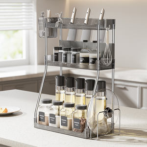 Organisateur universel de comptoir de cuisine, étagère à épices à 3 niveaux en acier inoxydable, étagère de rangement en PET épaissi pour le rangement de toute la maison - Product Image 3