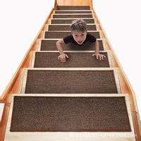 Tapis d'escalier moderne en lin auto-adhésif antidérapant en caoutchouc à motif abstrait, fabriqué à la machine, 1,5 mm – Vente chaude transfrontalière