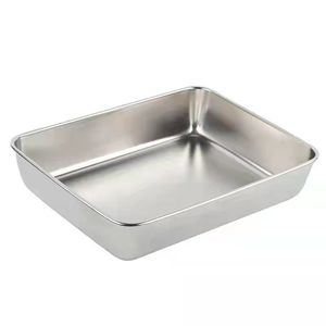 Plateau de conservation rectangulaire <span class=keywords><strong>en</strong></span> acier inoxydable de qualité <span class=keywords><strong>alimentaire</strong></span> 410/201, boîte de rangement pour réfrigérateur, compatible four, pour camping et pique-nique - Product Image 5