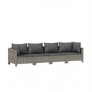 Salon de jardin en rotin gris pour 6 personnes, design contemporain, style moderne - Product Image 1