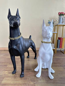 Estatua de perro <span class=keywords><strong>Doberman</strong></span> de tamaño real de lujo, decoración creativa de resina para jardín, soporte artesanal, adornos, esculturas de perro, Navidad, Halloween - Product Image 2