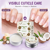 Cire pour cuticules nourrissante, protectrice et réparatrice, texture personnalisée, OEM, végane, au karité, noix de coco et amande, pour adoucir et restaurer, en vrac, faible MOQ