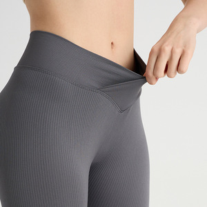 Europeo americano a vita alta <span class=keywords><strong>Leggings</strong></span> Yoga a vita alta senza cuciture Slim Fit sport pantaloni Fitness <span class=keywords><strong>effetto</strong></span> Lifting tinta unita Spandex/Nylon - Product Image 1