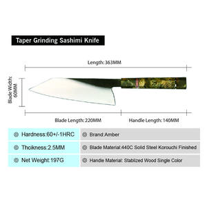 سكين مطبخ احترافي جديد لعام <span class=keywords><strong>2026</strong></span> مصنوع من الفولاذ المقاوم للصدأ 440c مع مقبض خشبي مستقر - Product Image 5