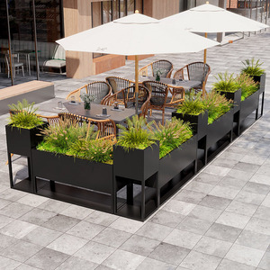 Jardinières carrées en acier inoxydable thermolaqué, grandes, écologiques et durables pour l'extérieur, pour la culture de fleurs, pour porche et cour. - Product Image 3