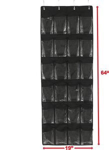 24 Pockets Clear Over the Door Hanging Shoe Organizer for Shoes and Kids Toy Closet Storage Holder - Product Image 3