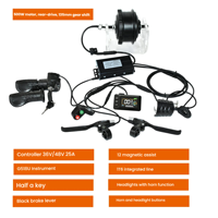 Kit moteur moyeu sans balais 48V 500W avec écran LCD, entraînement arrière, volant d'inertie G518, panneau d'instrumentation pour modification de vélo électrique (Ebike)