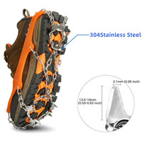 Crampons à 19 dents hautement élastiques en acier inoxydable, crampons de traction pour chaussures et bottes, antidérapants pour la marche sur la neige et la glace