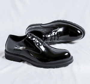 Chaussures habillées pour hommes en cuir noir brillant DFB0924 - Product Image 5