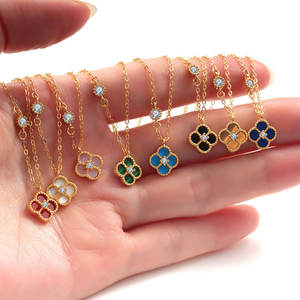 Conjunto de Joyería de Plata de Ley S925 con baño de Oro y Platino, Estilo Pastoral, Trébol de Cuatro Hojas, Amuleto de la Suerte, Ágata Negra y Blanca, para Mujer, de Diseñador Famoso - Product Image 3