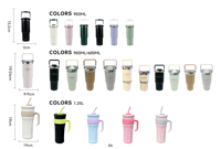 Gobelet écologique de 20 oz, mini-gobelet vierge personnalisable avec logo, gobelet isotherme de 40 oz, gobelet en acier inoxydable de 30 oz avec poignée et couvercle à paille