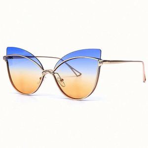 Gafas de Sol de Moda al por Mayor, Estilo Vintage, Extra Grandes, para Mujer, Lentes Degradadas, Protección UV400, sin Montura, Ojo de Gato, Novedad 2019 - Product Image 2